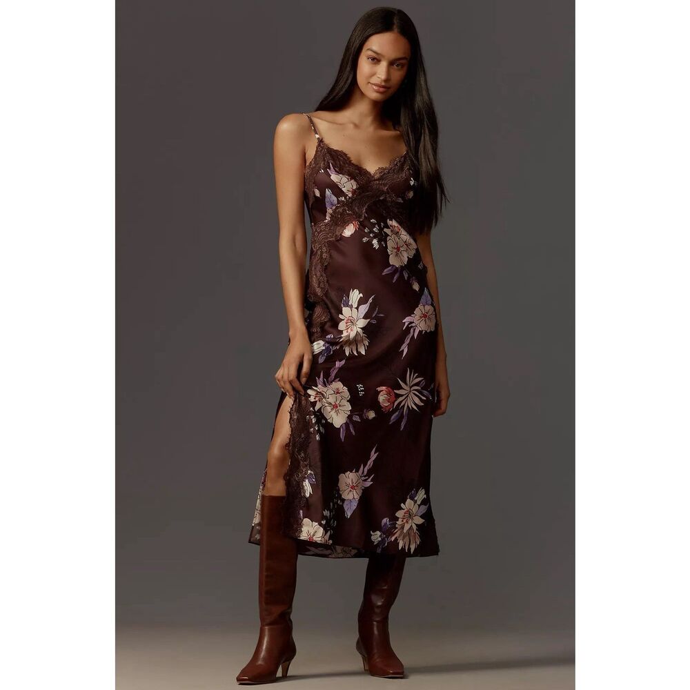 NWT Anthropologie Hutch Satin Midi Slip Dress Size Medium - Picture 1 of 11